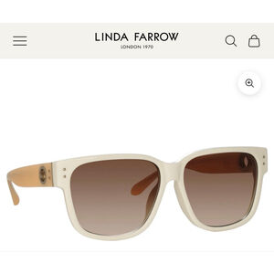 New Linda Farrow Perry Sunglasses in White /Cream 61mm